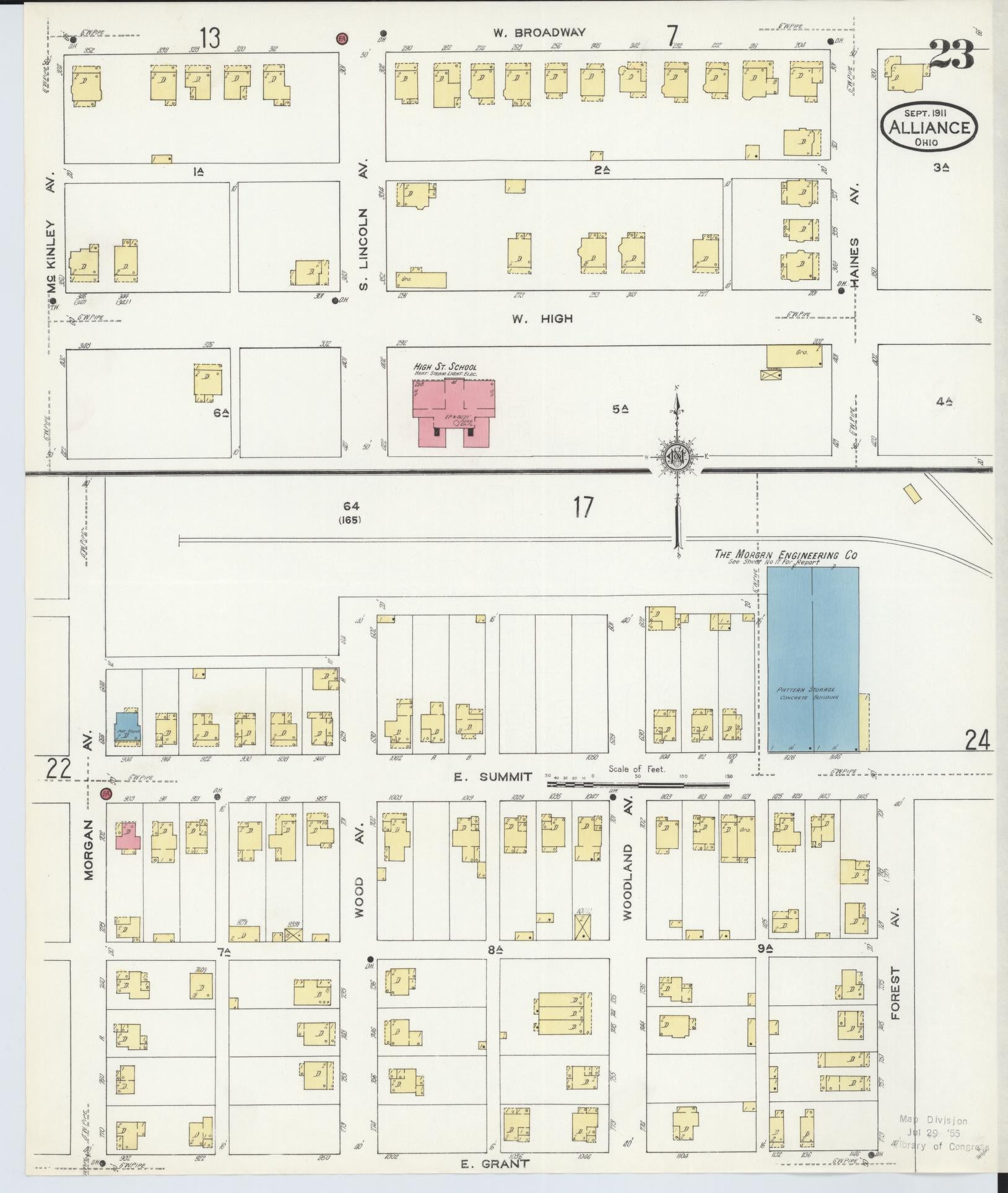 Sanborn Fire Insurance Map from Alliance, Stark County, Ohio (1911), Sheet #0023 - Historic Sanborn Fire Insurance Map Print, vintage old map wall art, antique decor, genealogy gift, Ohio Ohio map