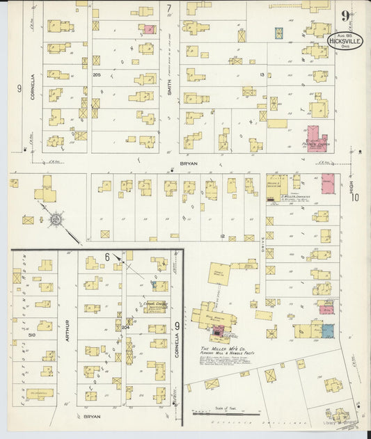 Sanborn Fire Insurance Map from Hicksville, Defiance County, Ohio (1913), Sheet #0009 - Historic Sanborn Fire Insurance Map Print, vintage old map wall art, antique decor, genealogy gift, Ohio Ohio map
