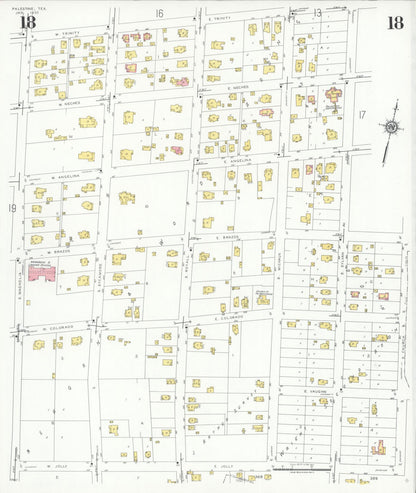 Sanborn Fire Insurance Map from Palestine, Anderson County, Texas (1935), Sheet #0018 - Historic Sanborn Fire Insurance Map Print, vintage old map wall art, antique decor, genealogy gift, Texas Texas map