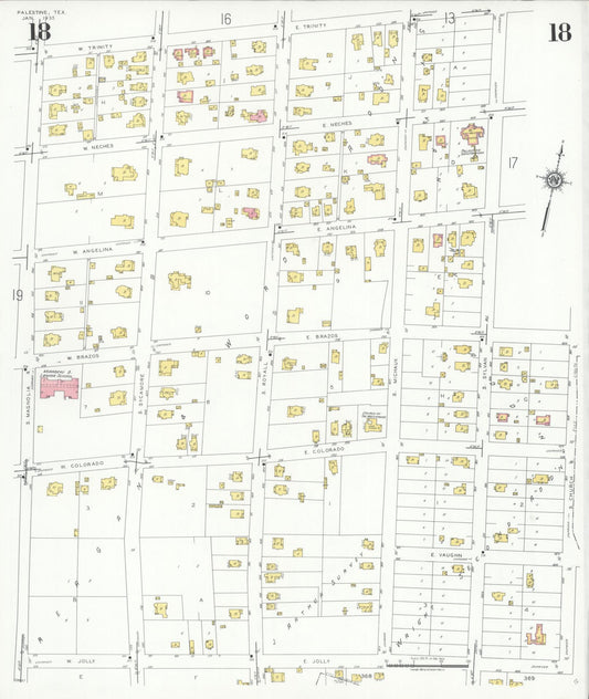 Sanborn Fire Insurance Map from Palestine, Anderson County, Texas (1935), Sheet #0018 - Historic Sanborn Fire Insurance Map Print, vintage old map wall art, antique decor, genealogy gift, Texas Texas map