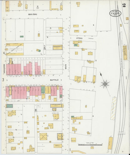 Sanborn Fire Insurance Map from Caddo, Bryan County, Oklahoma (1904), Sheet #0002 - Complete Map Set gallery image, historic Sanborn map, vintage wall art, Oklahoma Oklahoma
