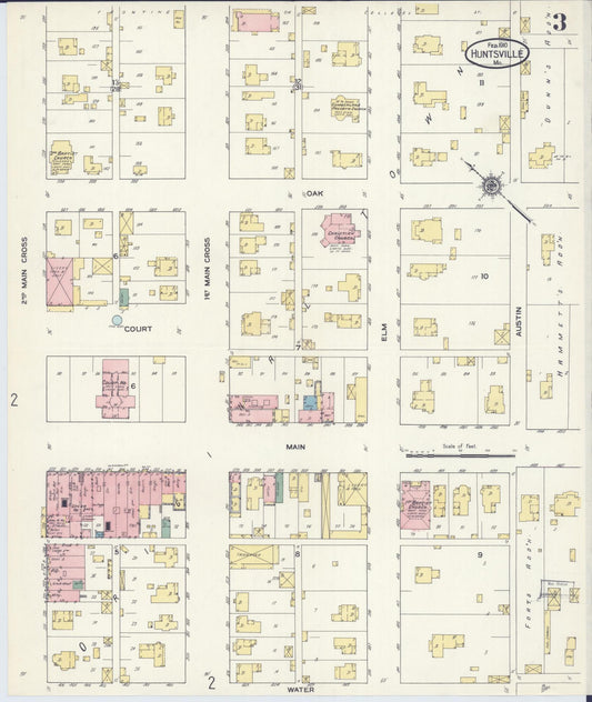 Sanborn Fire Insurance Map from Huntsville, Randolph County, Missouri (1910), Sheet #0003 - Historic Sanborn Fire Insurance Map Print, vintage old map wall art, antique decor, genealogy gift, Missouri Missouri map