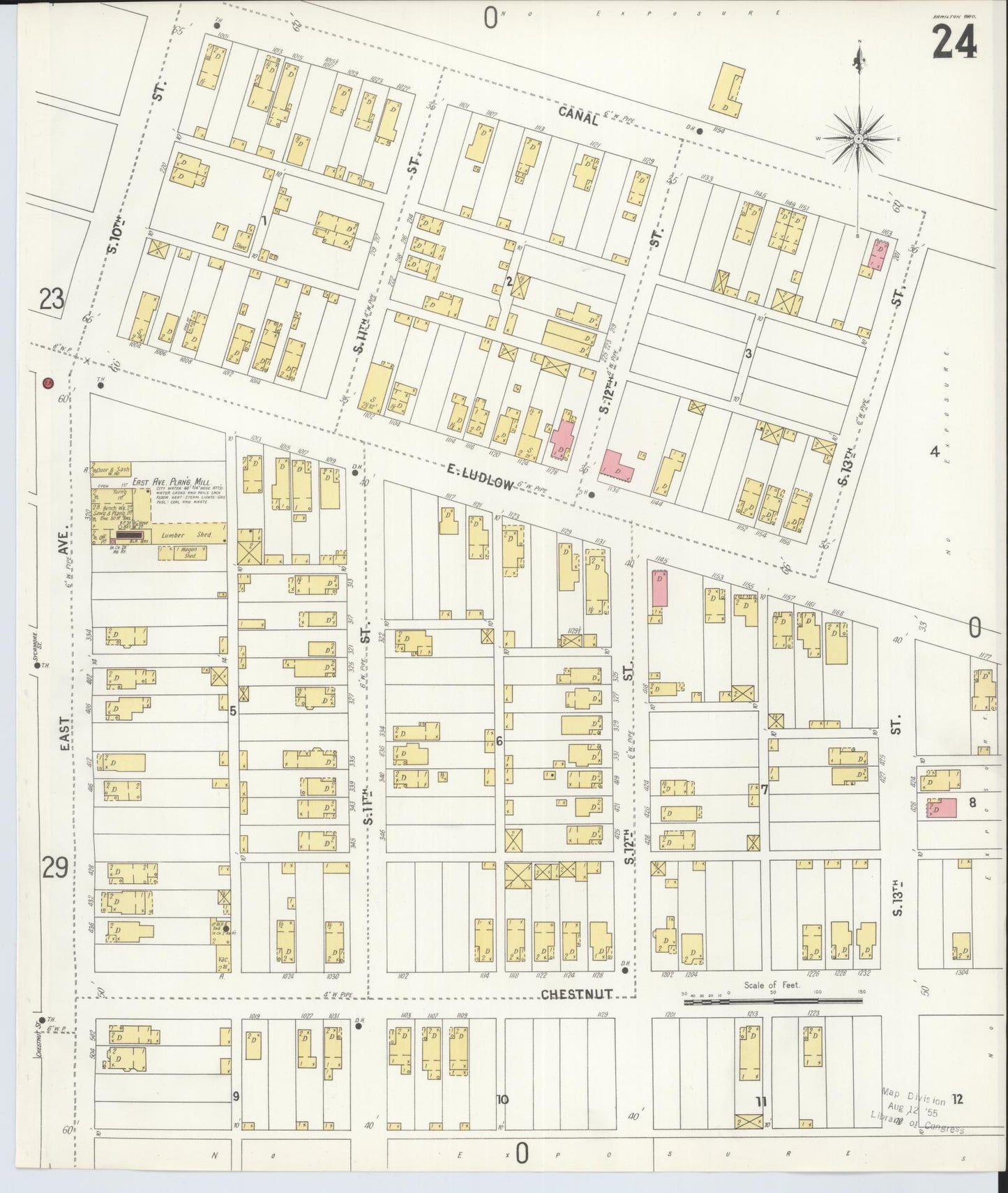 Sanborn Fire Insurance Map from Hamilton, Butler County, Ohio (1899), Sheet #0024 - Complete Map Set gallery image, historic Sanborn map, vintage wall art, Ohio Ohio