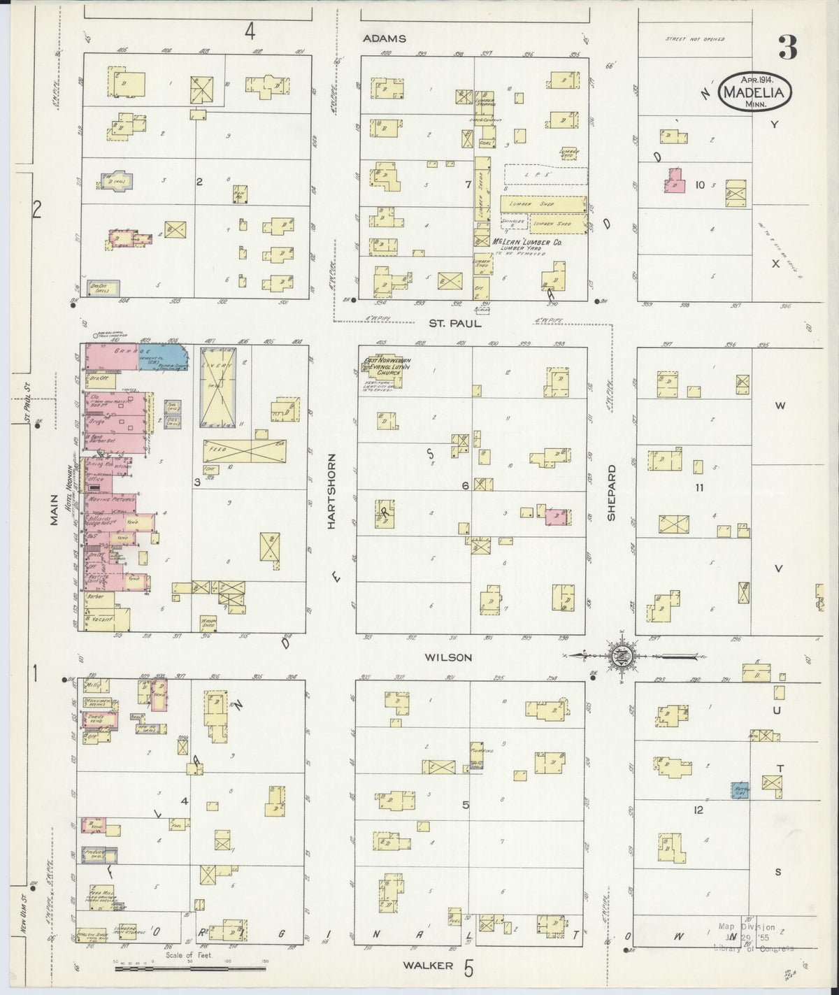 Sanborn Fire Insurance Map from Madelia, Watonwan County, Minnesota (1914), Sheet #0003 - Complete Map Set gallery image, historic Sanborn map, vintage wall art, Minnesota Minnesota