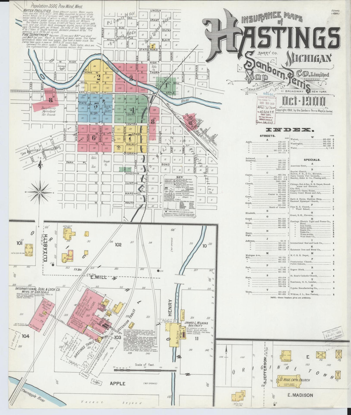 Sanborn Fire Insurance Map from Hastings, Barry County, Michigan (1900), Sheet #0001 - Complete Map Set gallery image, historic Sanborn map, vintage wall art, Michigan Michigan