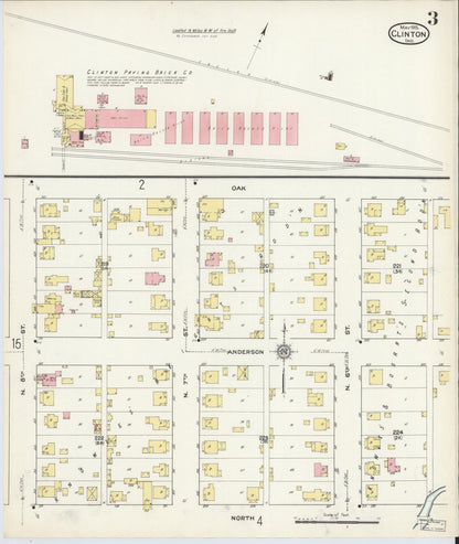 Sanborn Fire Insurance Map from Clinton, Vermillion County, Indiana (1915), Sheet #0003 - Historic Sanborn Fire Insurance Map Print, vintage old map wall art, antique decor, genealogy gift, Indiana Indiana map