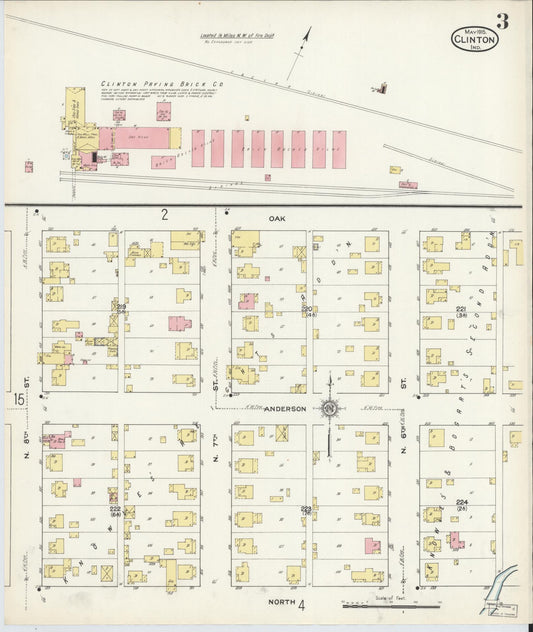 Sanborn Fire Insurance Map from Clinton, Vermillion County, Indiana (1915), Sheet #0003 - Historic Sanborn Fire Insurance Map Print, vintage old map wall art, antique decor, genealogy gift, Indiana Indiana map