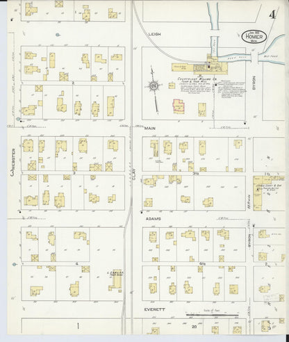 Sanborn Fire Insurance Map from Homer, Calhoun County, Michigan (1913), Sheet #0004 - Complete Map Set gallery image, historic Sanborn map, vintage wall art, Michigan Michigan