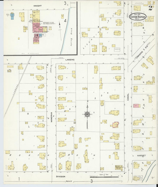 Sanborn Fire Insurance Map from Eaton Rapids, Eaton County, Michigan (1911), Sheet #0002 - Historic Sanborn Fire Insurance Map Print, vintage old map wall art, antique decor, genealogy gift, Michigan Michigan map