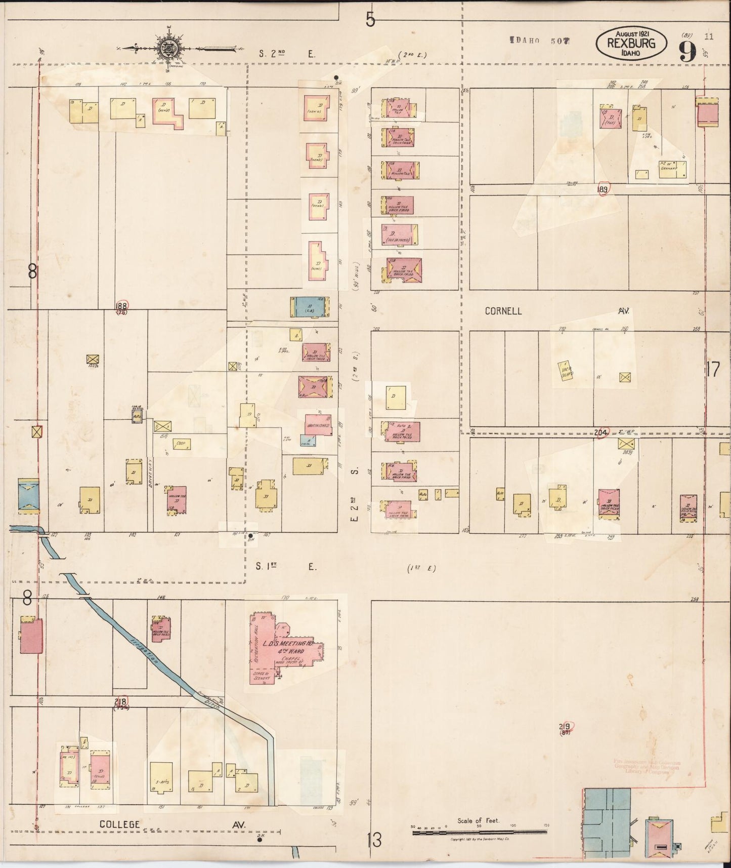 Sanborn Fire Insurance Map from Rexburg, Madison County, Idaho (1943), Sheet #0009 - Complete Map Set gallery image, historic Sanborn map, vintage wall art, Idaho Idaho