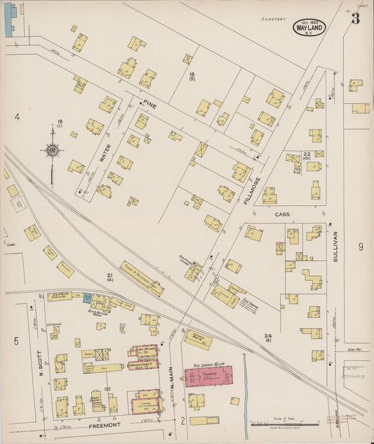 Sanborn Fire Insurance Map from Wayland, Steuben County, New York (1922), Sheet #0003 - Historic Sanborn Fire Insurance Map Print, vintage old map wall art, antique decor, genealogy gift, New York New York map