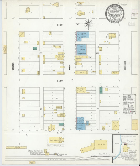 Sanborn Fire Insurance Map from Blue Jacket, Craig County, Oklahoma (1905), Sheet #0001 - Historic Sanborn Fire Insurance Map Print, vintage old map wall art, antique decor, genealogy gift, Oklahoma Oklahoma map
