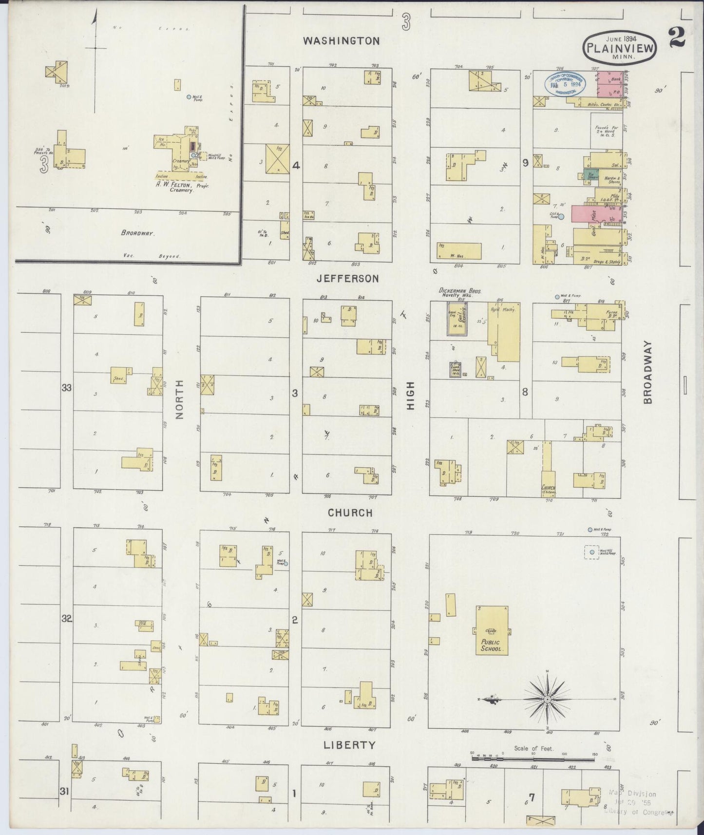 Sanborn Fire Insurance Map from Plainview, Wabasha County, Minnesota (1894), Sheet #0002 - Complete Map Set gallery image, historic Sanborn map, vintage wall art, Minnesota Minnesota
