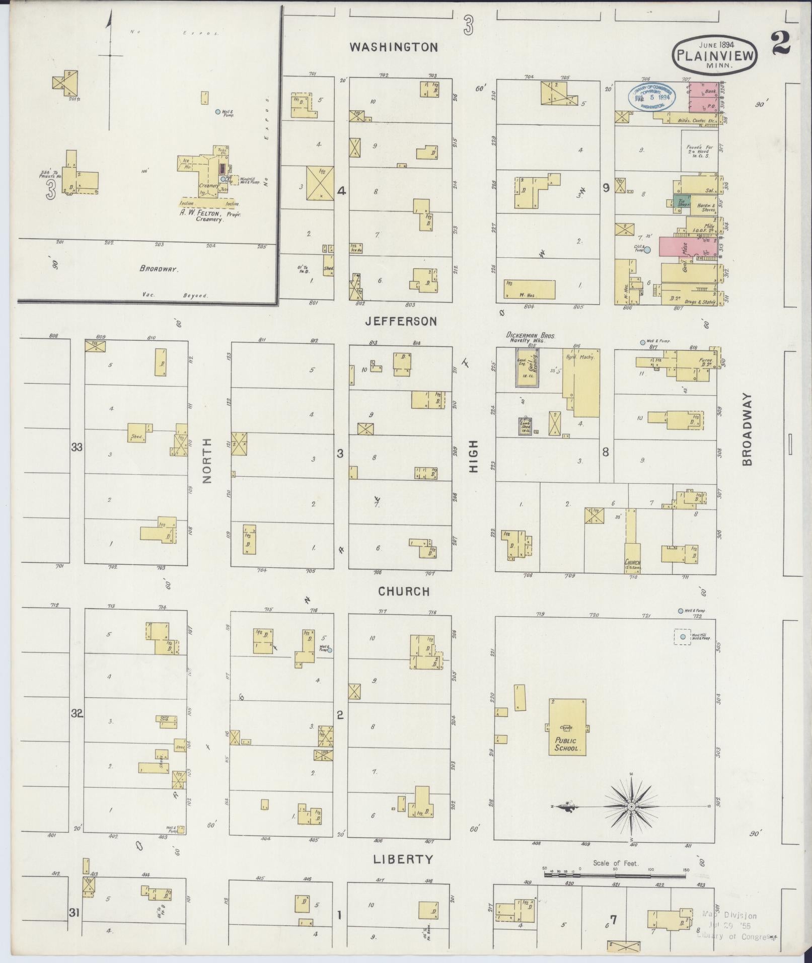 Sanborn Fire Insurance Map from Plainview, Wabasha County, Minnesota (1894), Sheet #0002 - Complete Map Set gallery image, historic Sanborn map, vintage wall art, Minnesota Minnesota