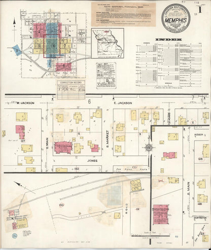 Sanborn Fire Insurance Map from Memphis, Scotland County, Missouri (1936), Sheet #0001 - Historic Sanborn Fire Insurance Map Print, vintage old map wall art, antique decor, genealogy gift, Missouri Missouri map