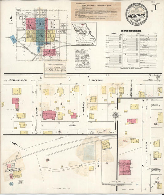 Sanborn Fire Insurance Map from Memphis, Scotland County, Missouri (1936), Sheet #0001 - Historic Sanborn Fire Insurance Map Print, vintage old map wall art, antique decor, genealogy gift, Missouri Missouri map