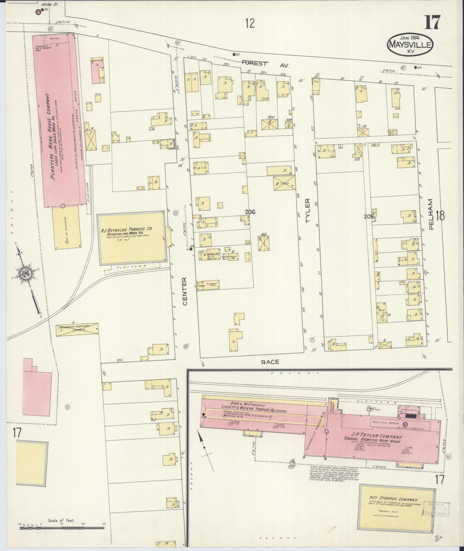 Sanborn Fire Insurance Map from Maysville, Mason County, Kentucky (1914), Sheet #0017 - Historic Sanborn Fire Insurance Map Print, vintage old map wall art, antique decor, genealogy gift, Kentucky Kentucky map