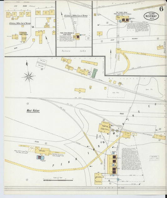 Sanborn Fire Insurance Map from Norway, Dickinson County, Michigan (1900), Sheet #0006 - Historic Sanborn Fire Insurance Map Print, vintage old map wall art, antique decor, genealogy gift, Michigan Michigan map
