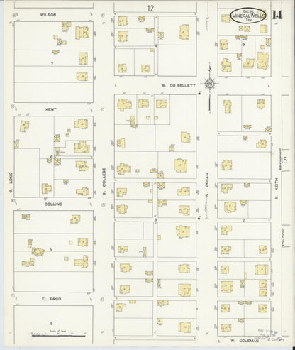 Sanborn Fire Insurance Map from Mineral Wells, Palo Pinto County, Texas (1912), Sheet #0014 - Complete Map Set gallery image, historic Sanborn map, vintage wall art, Texas Texas