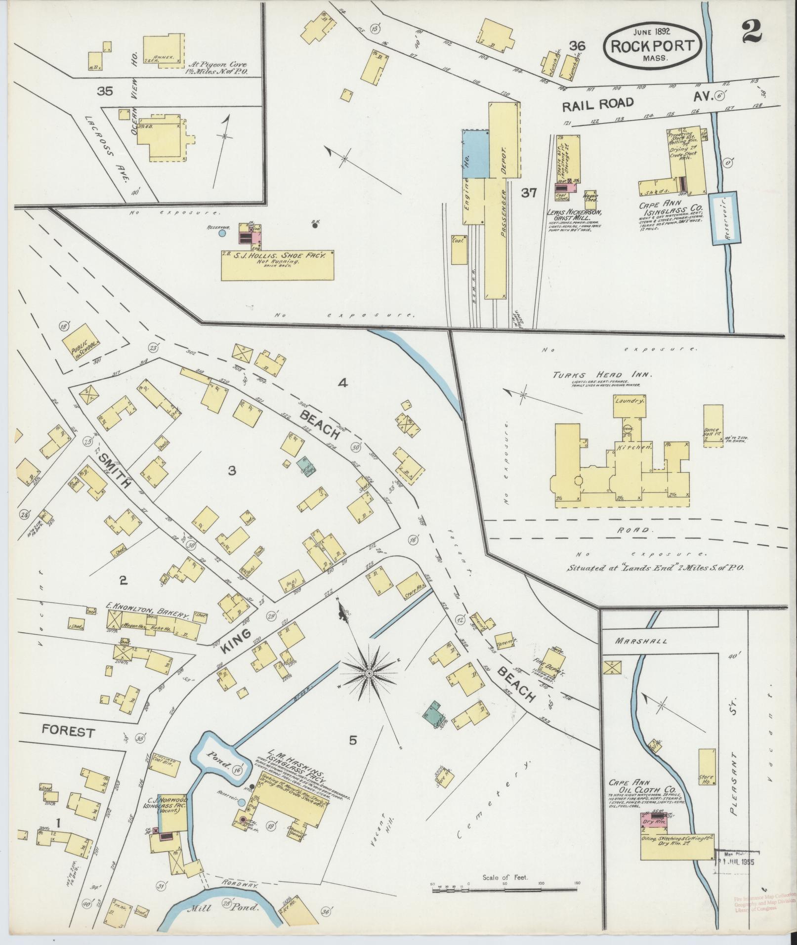Sanborn Fire Insurance Map from Rockport, Essex County, Massachusetts (1892), Sheet #0002 - Historic Sanborn Fire Insurance Map Print, vintage old map wall art, antique decor, genealogy gift, Massachusetts Massachusetts map