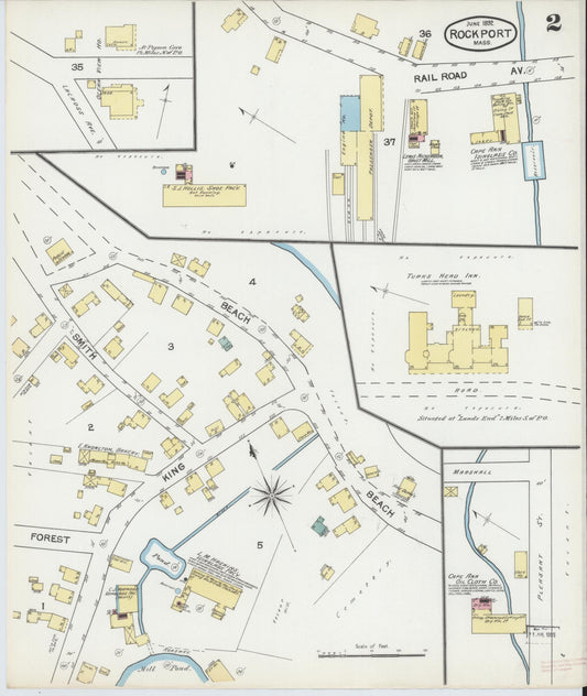Sanborn Fire Insurance Map from Rockport, Essex County, Massachusetts (1892), Sheet #0002 - Historic Sanborn Fire Insurance Map Print, vintage old map wall art, antique decor, genealogy gift, Massachusetts Massachusetts map