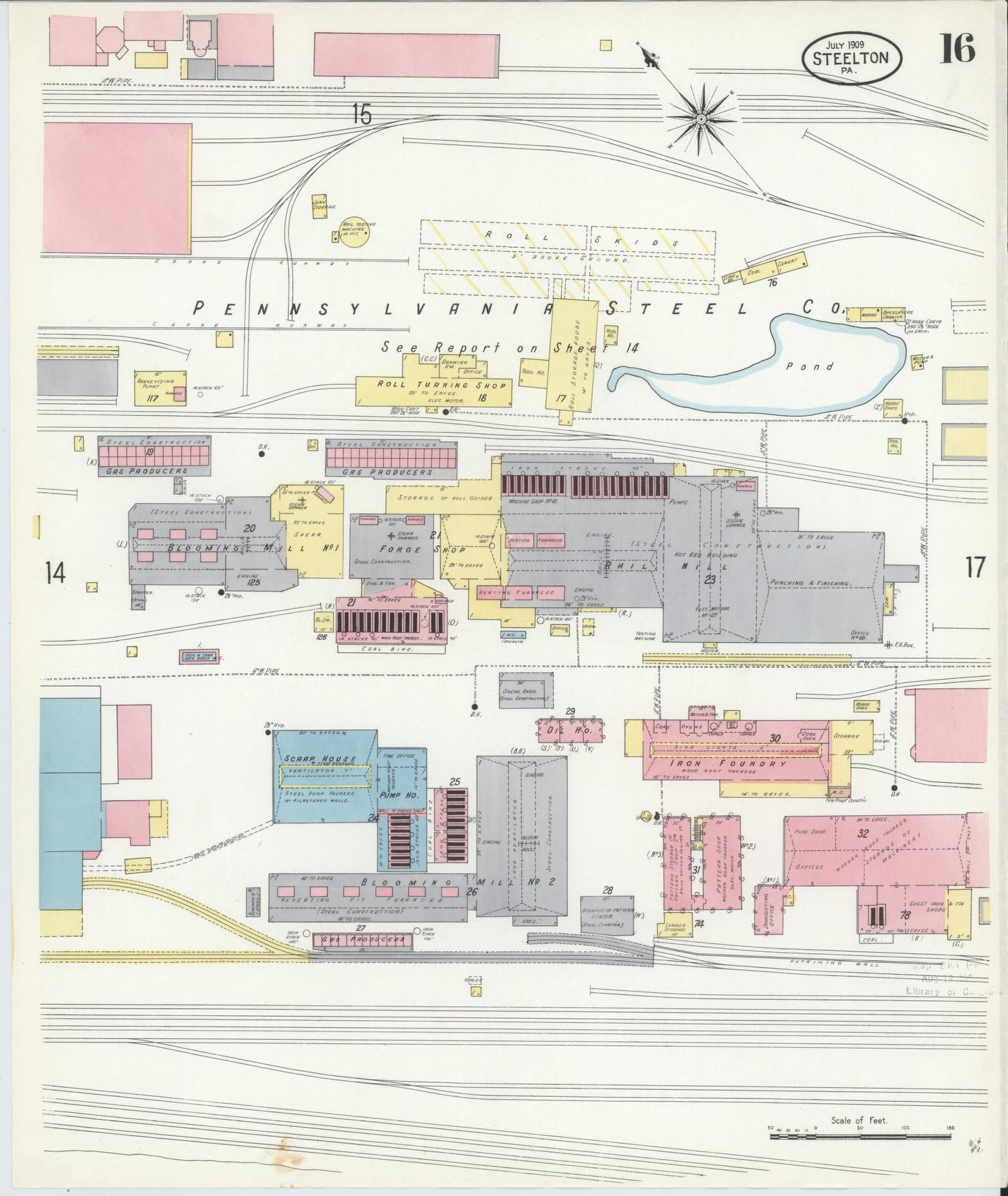 Sanborn Fire Insurance Map from Steelton, Dauphin County, Pennsylvania (1909), Sheet #0016 - Complete Map Set gallery image, historic Sanborn map, vintage wall art, Pennsylvania Pennsylvania