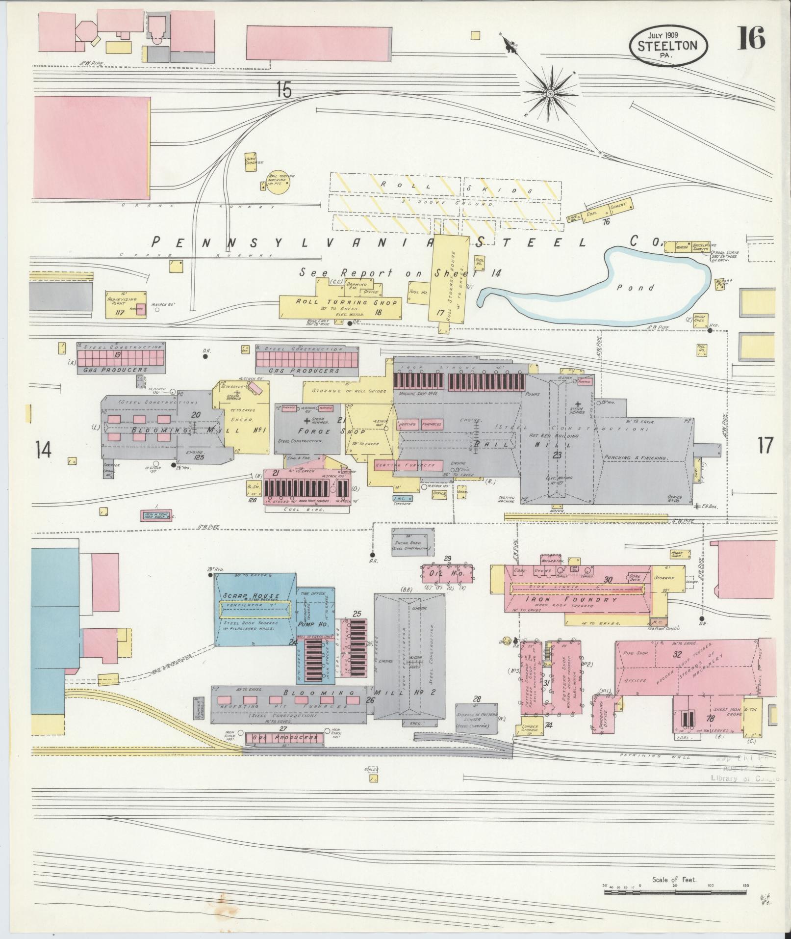 Sanborn Fire Insurance Map from Steelton, Dauphin County, Pennsylvania (1909), Sheet #0016 - Complete Map Set gallery image, historic Sanborn map, vintage wall art, Pennsylvania Pennsylvania