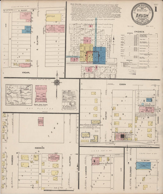 Sanborn Fire Insurance Map from Brush, Morgan County, Colorado (1921), Sheet #0001 - Complete Map Set gallery image, historic Sanborn map, vintage wall art, Colorado Colorado