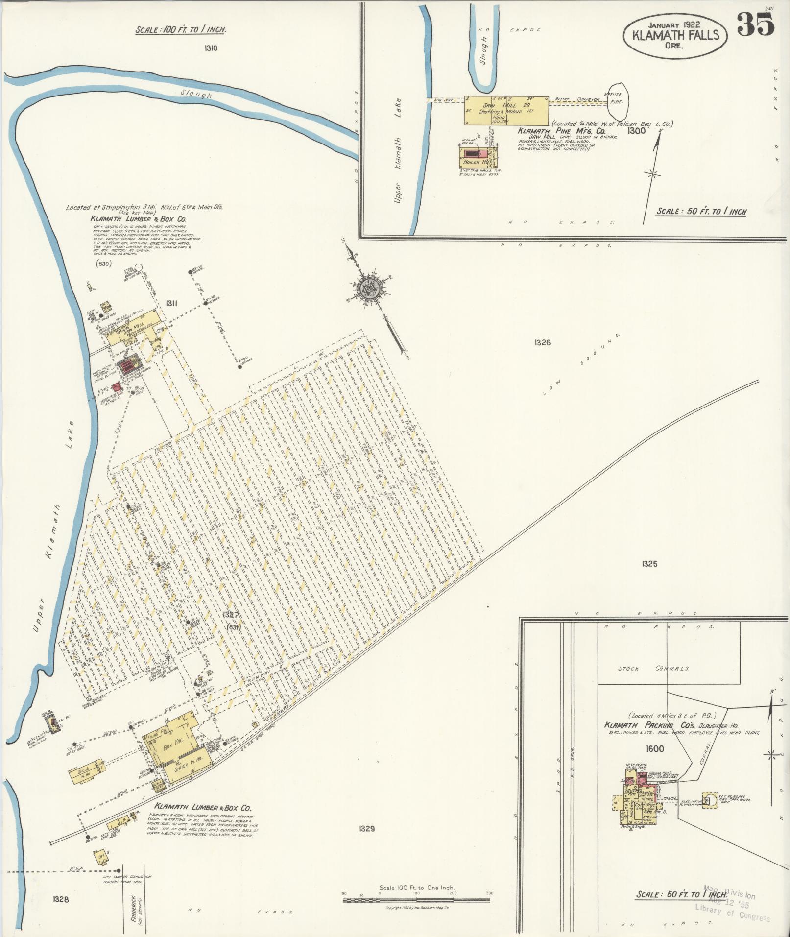 Sanborn Fire Insurance Map from Klamath Falls, Klamath County, Oregon (1921), Sheet #0035 - Historic Sanborn Fire Insurance Map Print, vintage old map wall art, antique decor, genealogy gift, Oregon Oregon map