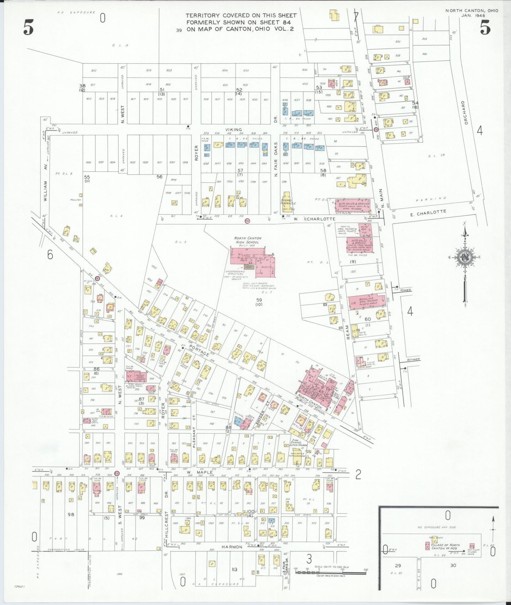 Sanborn Fire Insurance Map from North Canton, Stark County, Ohio (1948), Sheet #0005 - Complete Map Set gallery image, historic Sanborn map, vintage wall art, Ohio Ohio