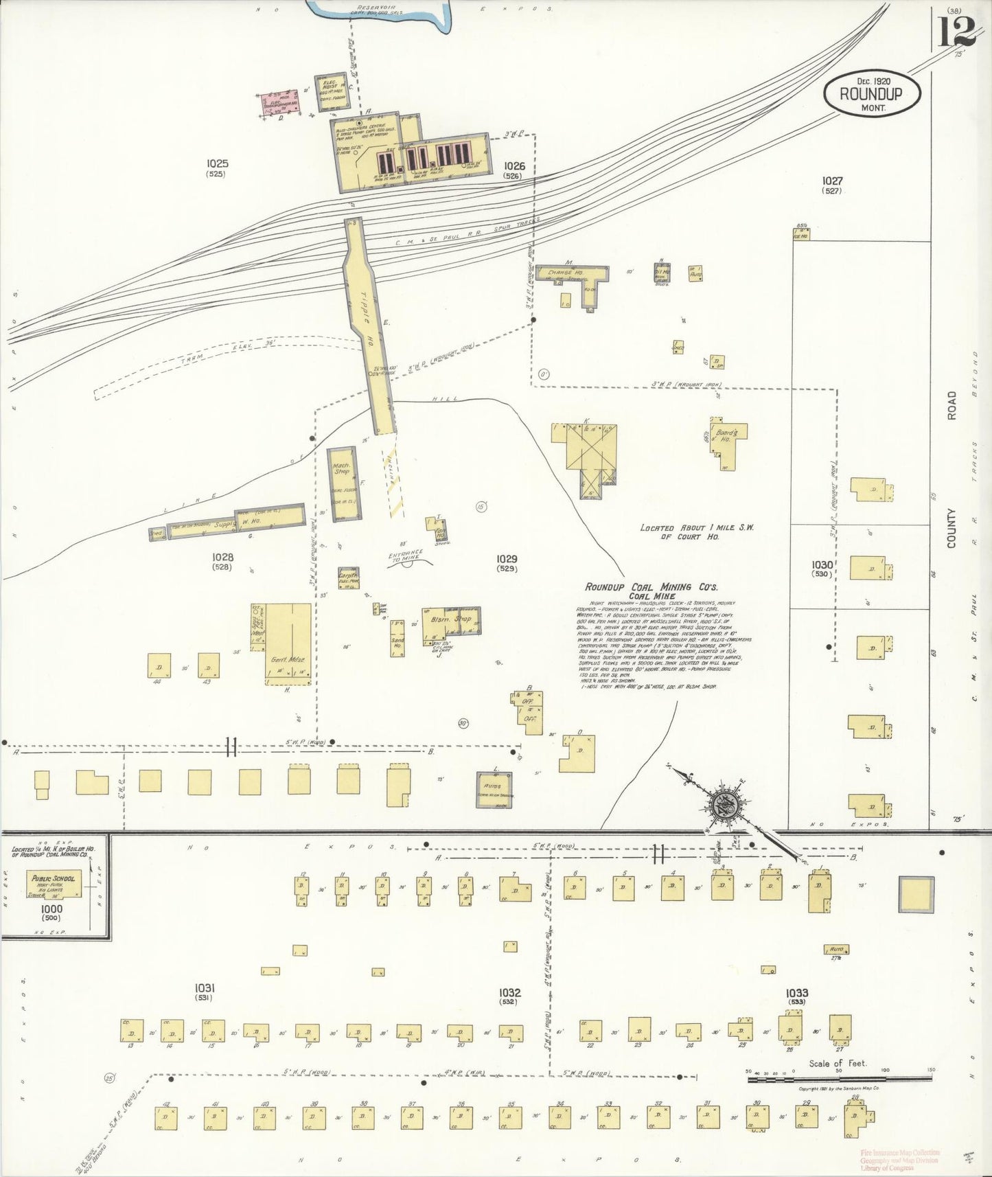 Sanborn Fire Insurance Map from Roundup, Musselshell County, Montana (1920), Sheet #0012 - Complete Map Set gallery image, historic Sanborn map, vintage wall art, Montana Montana