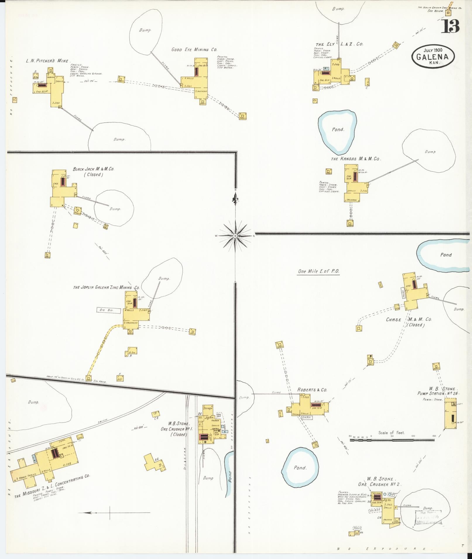 Sanborn Fire Insurance Map from Galena, Cherokee County, Kansas (1900), Sheet #0013 - Historic Sanborn Fire Insurance Map Print, vintage old map wall art, antique decor, genealogy gift, Kansas Kansas map