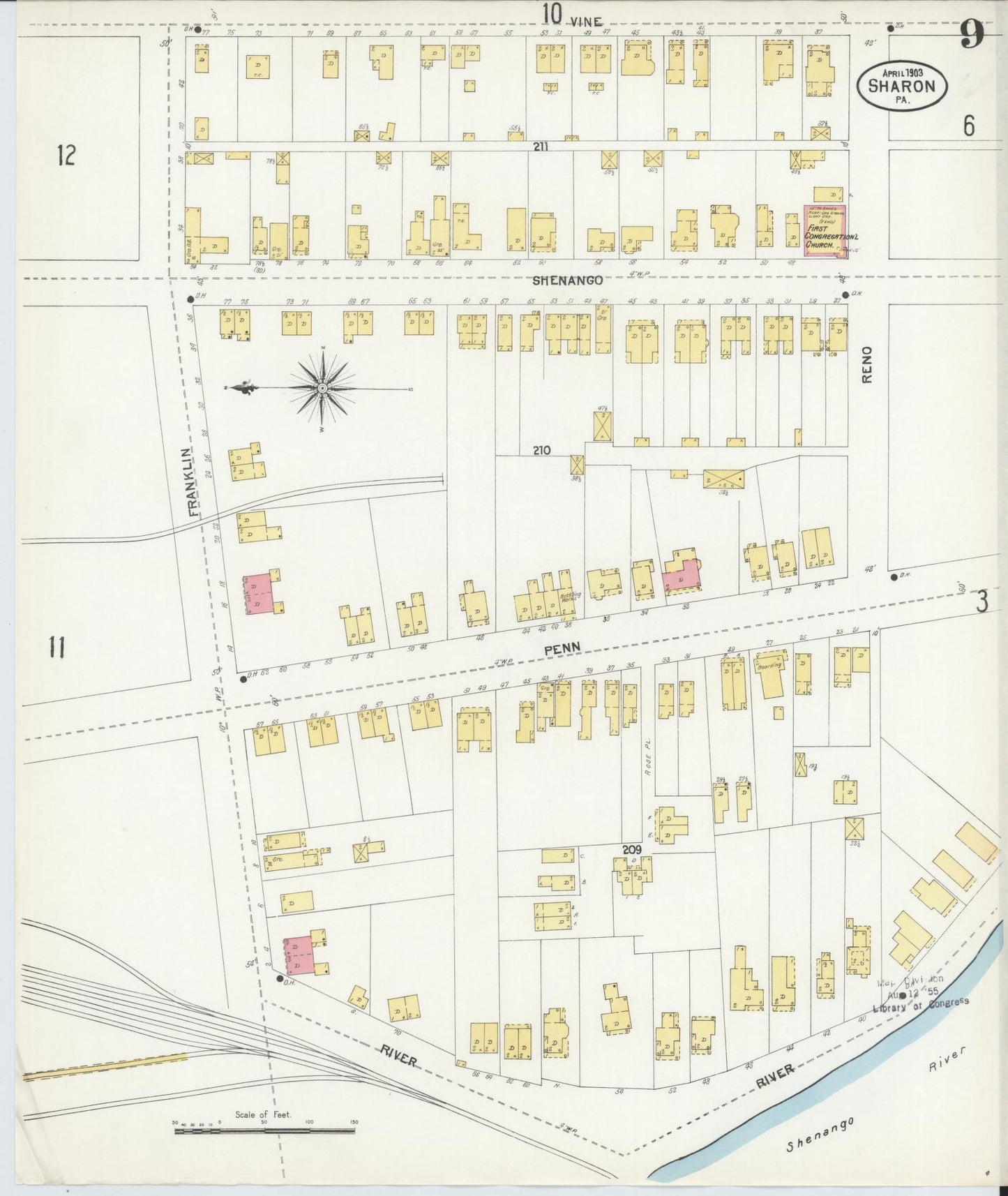 Sanborn Fire Insurance Map from Sharon, Mercer County, Pennsylvania. (1903), Sheet 9 – Historic Sanborn Fire Insurance Map Print