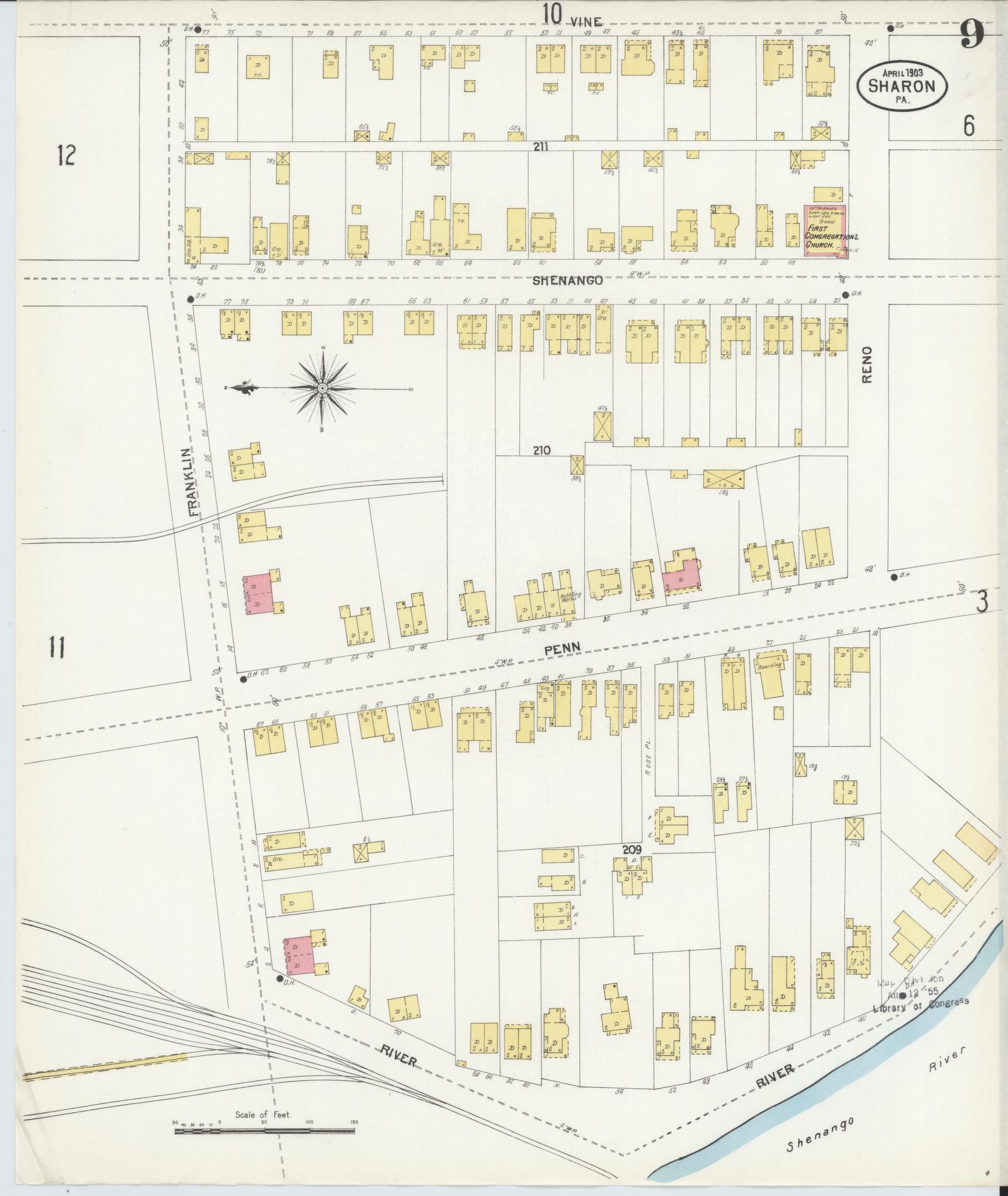 Sanborn Fire Insurance Map from Sharon, Mercer County, Pennsylvania. (1903), Sheet 9 – Historic Sanborn Fire Insurance Map Print