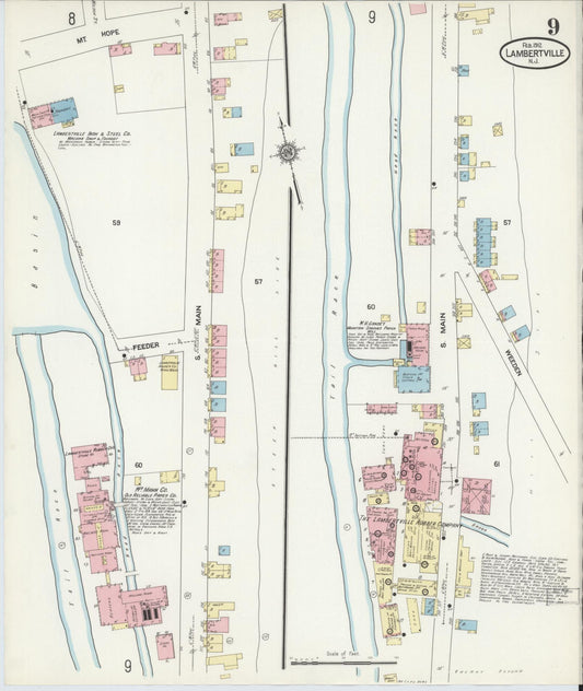 Sanborn Fire Insurance Map from Lambertville, Hunterdon County, New Jersey (1912), Sheet #0009 - Historic Sanborn Fire Insurance Map Print, vintage old map wall art, antique decor, genealogy gift, New Jersey New Jersey map