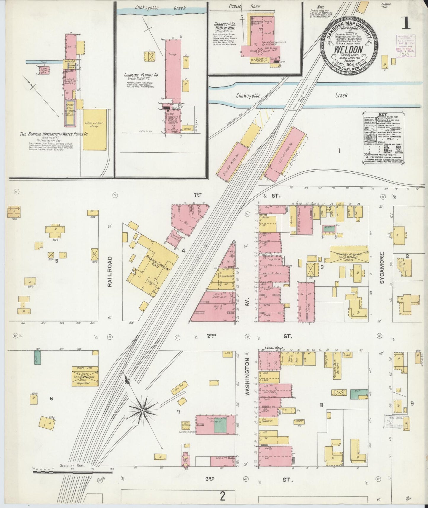 Sanborn Fire Insurance Map from Weldon, Halifax County, North Carolina (1904), Sheet #0001 - Complete Map Set gallery image, historic Sanborn map, vintage wall art, North Carolina North Carolina