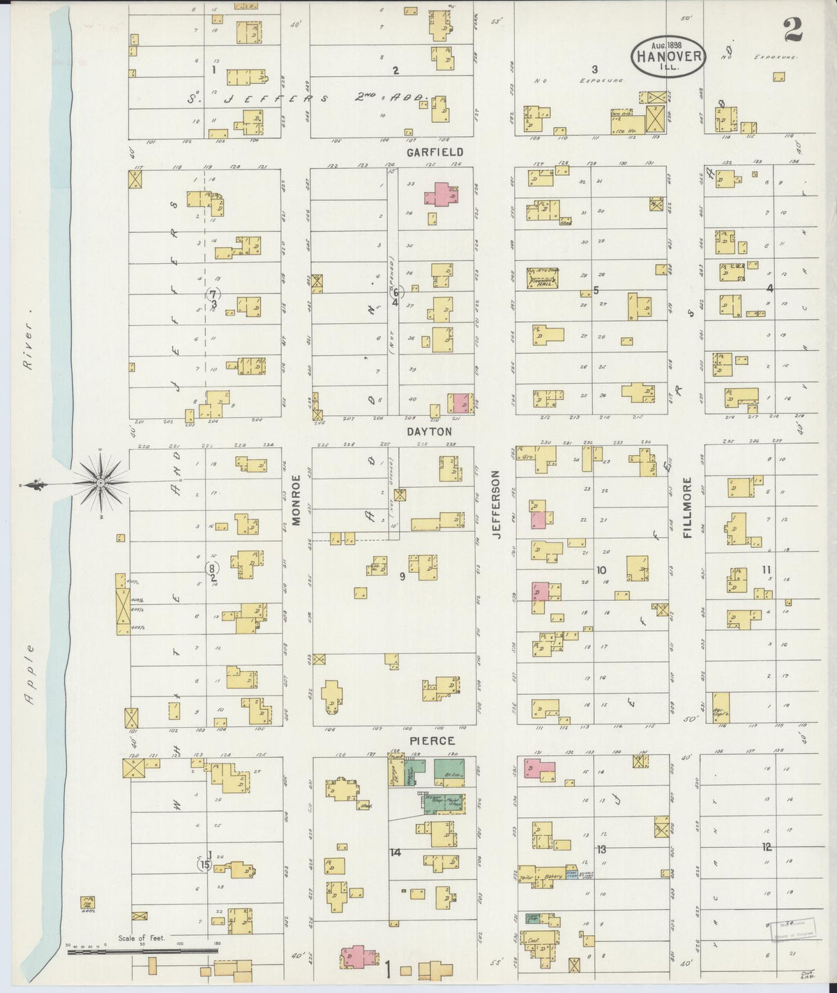 Sanborn Fire Insurance Map from Hanover, Jo Daviess County, Illinois (1898), Sheet #0002 - Complete Map Set gallery image, historic Sanborn map, vintage wall art, Illinois Illinois