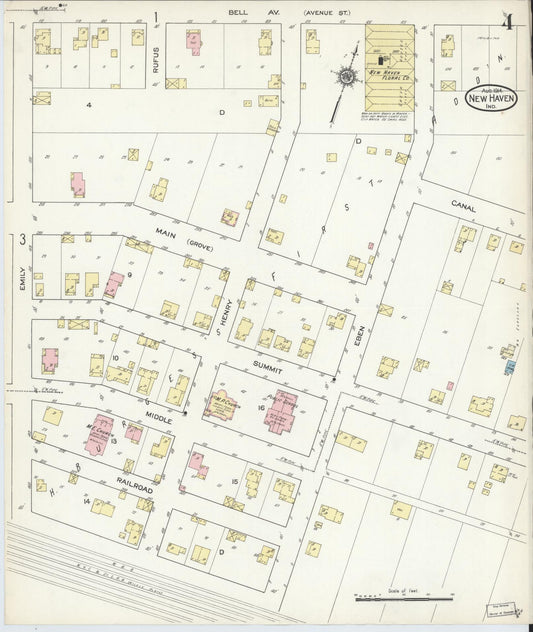 Sanborn Fire Insurance Map from New Haven, Allen County, Indiana (1914), Sheet #0004 - Historic Sanborn Fire Insurance Map Print, vintage old map wall art, antique decor, genealogy gift, Indiana Indiana map