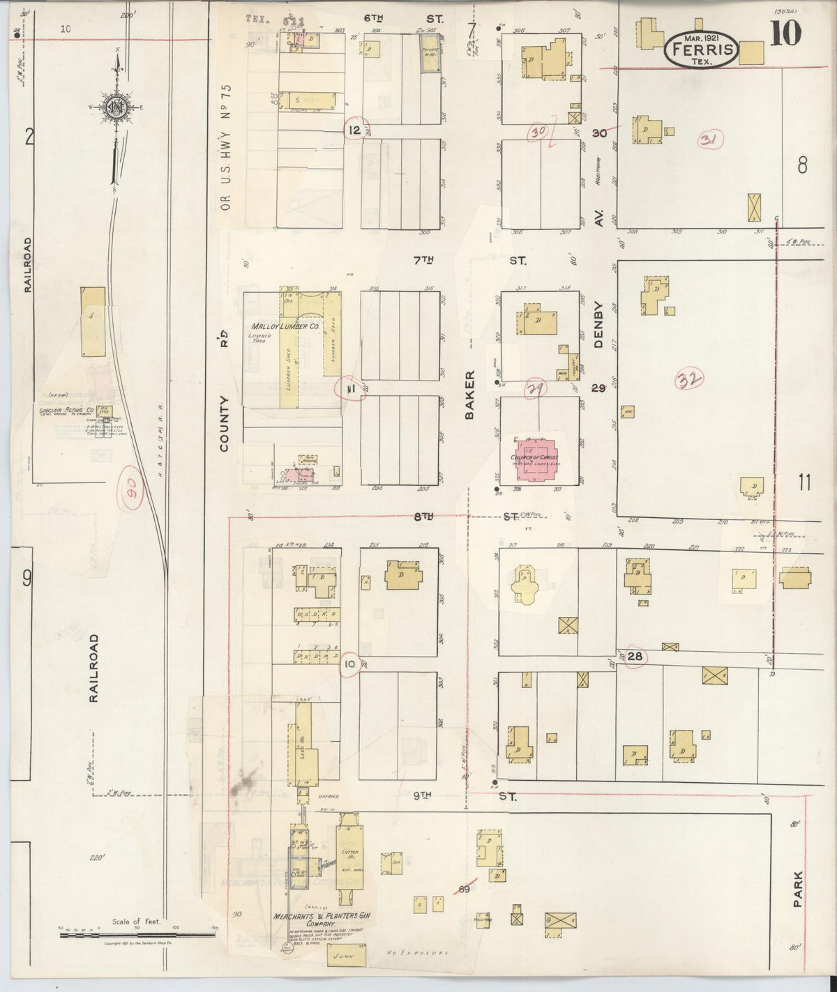 Sanborn Fire Insurance Map from Ferris, Ellis County, Texas (1941), Sheet #0010 - Historic Sanborn Fire Insurance Map Print, vintage old map wall art, antique decor, genealogy gift, Texas Texas map