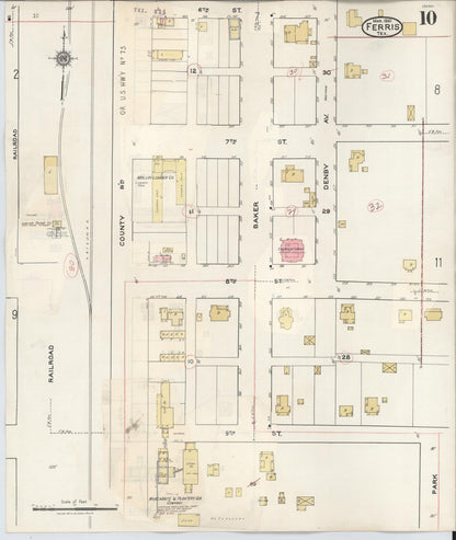 Sanborn Fire Insurance Map from Ferris, Ellis County, Texas (1941), Sheet #0010 - Historic Sanborn Fire Insurance Map Print, vintage old map wall art, antique decor, genealogy gift, Texas Texas map