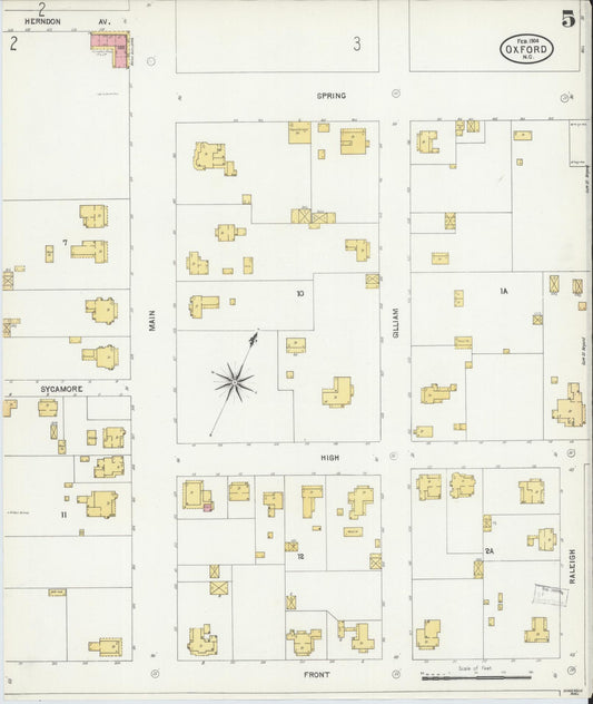Sanborn Fire Insurance Map from Oxford, Granville County, North Carolina (1904), Sheet #0005 - Historic Sanborn Fire Insurance Map Print, vintage old map wall art, antique decor, genealogy gift, North Carolina North Carolina map