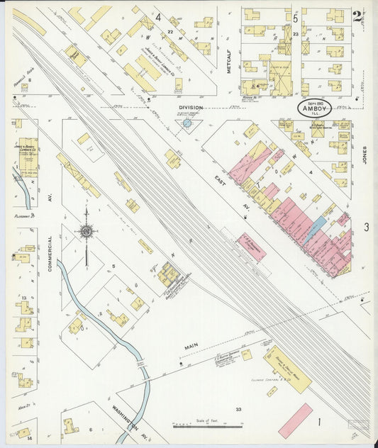 Sanborn Fire Insurance Map from Amboy, Lee County, Illinois (1910), Sheet #0002 - Historic Sanborn Fire Insurance Map Print, vintage old map wall art, antique decor, genealogy gift, Illinois Illinois map