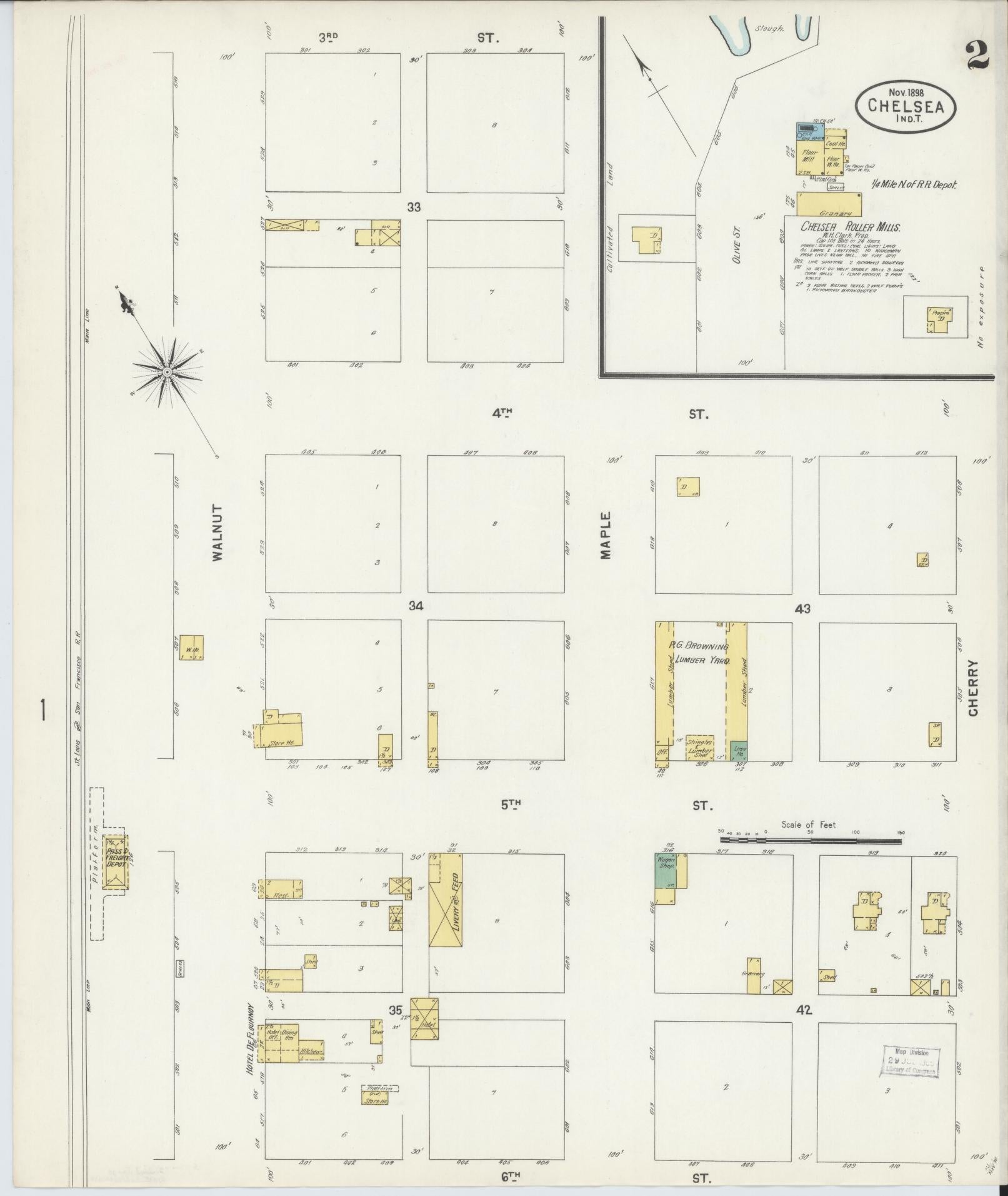 Sanborn Fire Insurance Map from Chelsea, Rogers County, Oklahoma (1898), Sheet #0002 - Historic Sanborn Fire Insurance Map Print, vintage old map wall art, antique decor, genealogy gift, Oklahoma Oklahoma map
