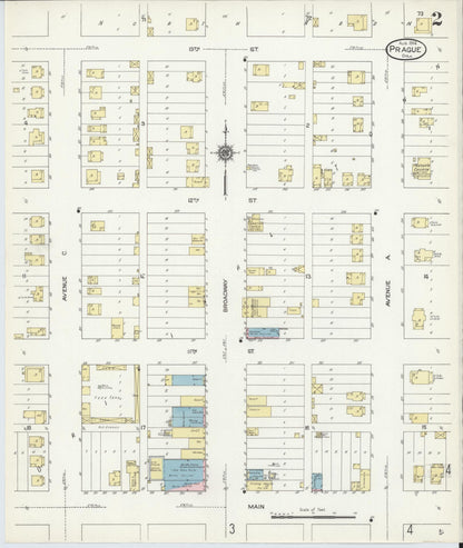 Sanborn Fire Insurance Map from Prague, Lincoln County, Oklahoma (1914), Sheet #0002 - Complete Map Set gallery image, historic Sanborn map, vintage wall art, Oklahoma Oklahoma