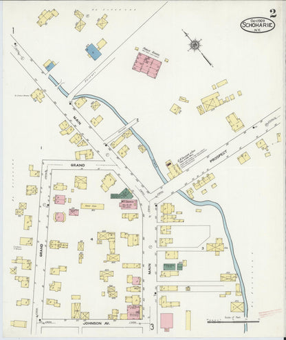 Sanborn Fire Insurance Map from Schoharie, Schoharie County, New York (1909), Sheet #0002 - Historic Sanborn Fire Insurance Map Print, vintage old map wall art, antique decor, genealogy gift, New York New York map