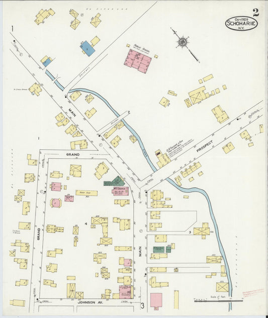 Sanborn Fire Insurance Map from Schoharie, Schoharie County, New York (1909), Sheet #0002 - Historic Sanborn Fire Insurance Map Print, vintage old map wall art, antique decor, genealogy gift, New York New York map