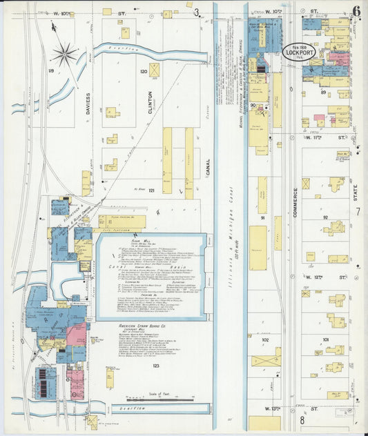 Sanborn Fire Insurance Map from Lockport, Will County, Illinois (1909), Sheet #0006 - Historic Sanborn Fire Insurance Map Print, vintage old map wall art, antique decor, genealogy gift, Illinois Illinois map