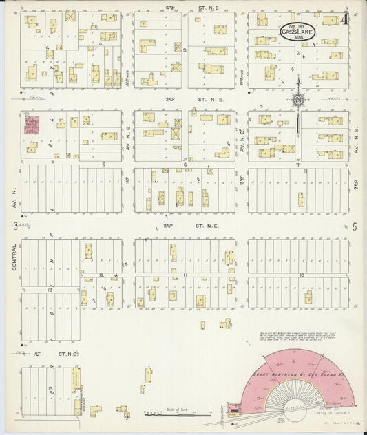 Sanborn Fire Insurance Map from Cass Lake, Cass County, Minnesota (1913), Sheet #0004 - Historic Sanborn Fire Insurance Map Print, vintage old map wall art, antique decor, genealogy gift, Minnesota Minnesota map