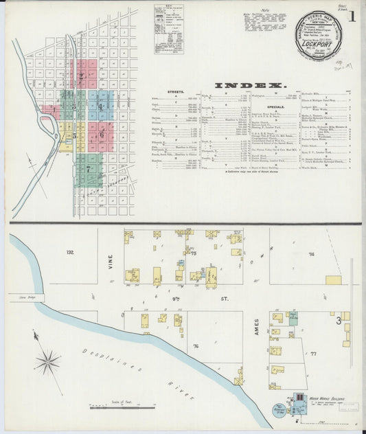 Sanborn Fire Insurance Map from Lockport, Will County, Illinois (1897), Sheet #0001 - Historic Sanborn Fire Insurance Map Print, vintage old map wall art, antique decor, genealogy gift, Illinois Illinois map