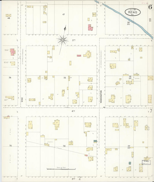 Sanborn Fire Insurance Map from Reno, Washoe County, Nevada (1899), Sheet #0006 - Historic Sanborn Fire Insurance Map Print, vintage old map wall art, antique decor, genealogy gift, Nevada Nevada map